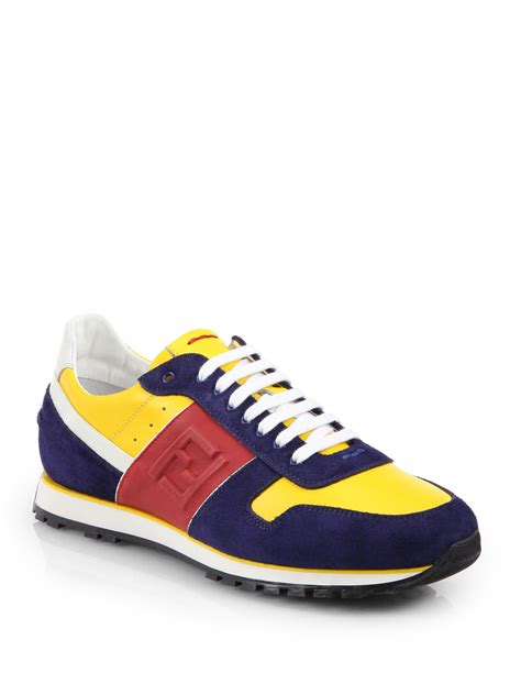 authentic luxury men fendi blk yellow red vocabulary sneakers 700|mens fendi sneakers On Sale .